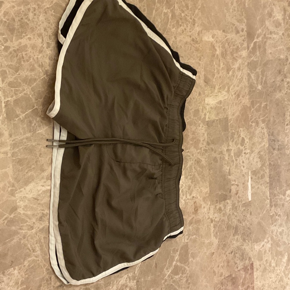 H&M Olive Men's Athletic Shorts with White and Black Trim